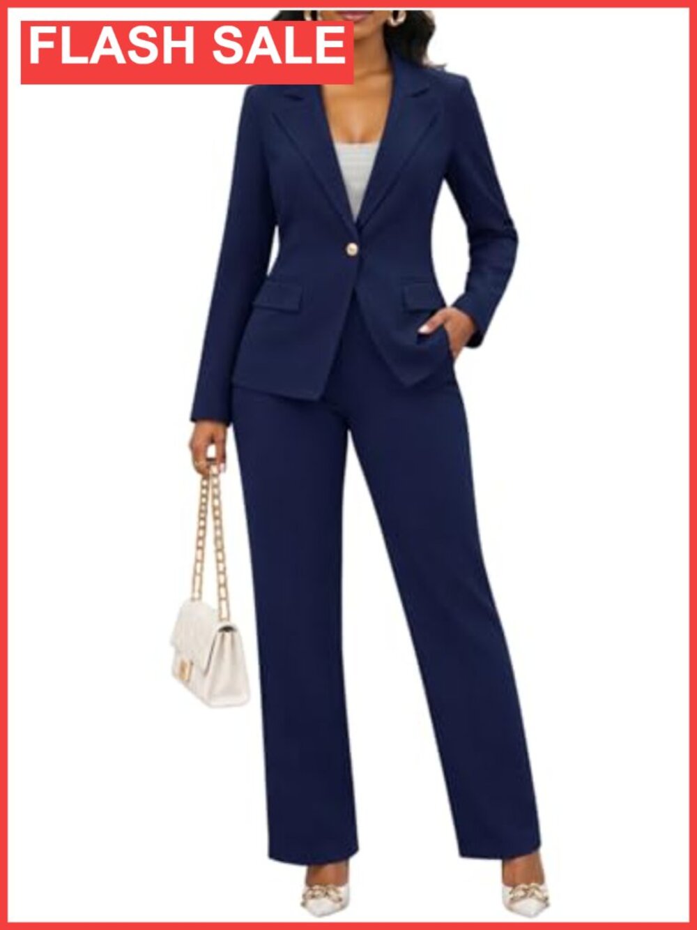 Women's 2 Piece Business Pantsuit Stretchy Blazer Set